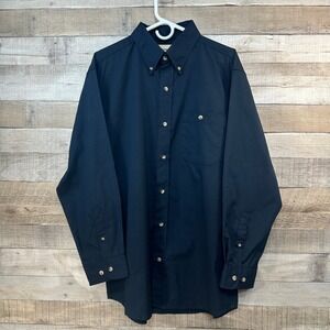 Backpacker Mens Navy Cotton Blend Button Down Shirt XL Long Sleeve Casual